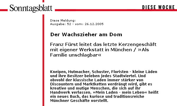 Sonntagsblatt - Der Wachszieher am Dom